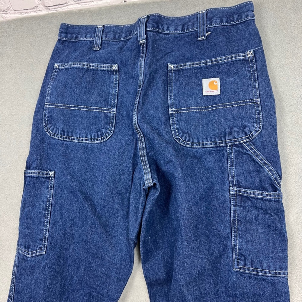 Carhartt Men Dungaree Fit Carpenter Jeans Dark Wash Blue 34x30 B03 Utility Pants